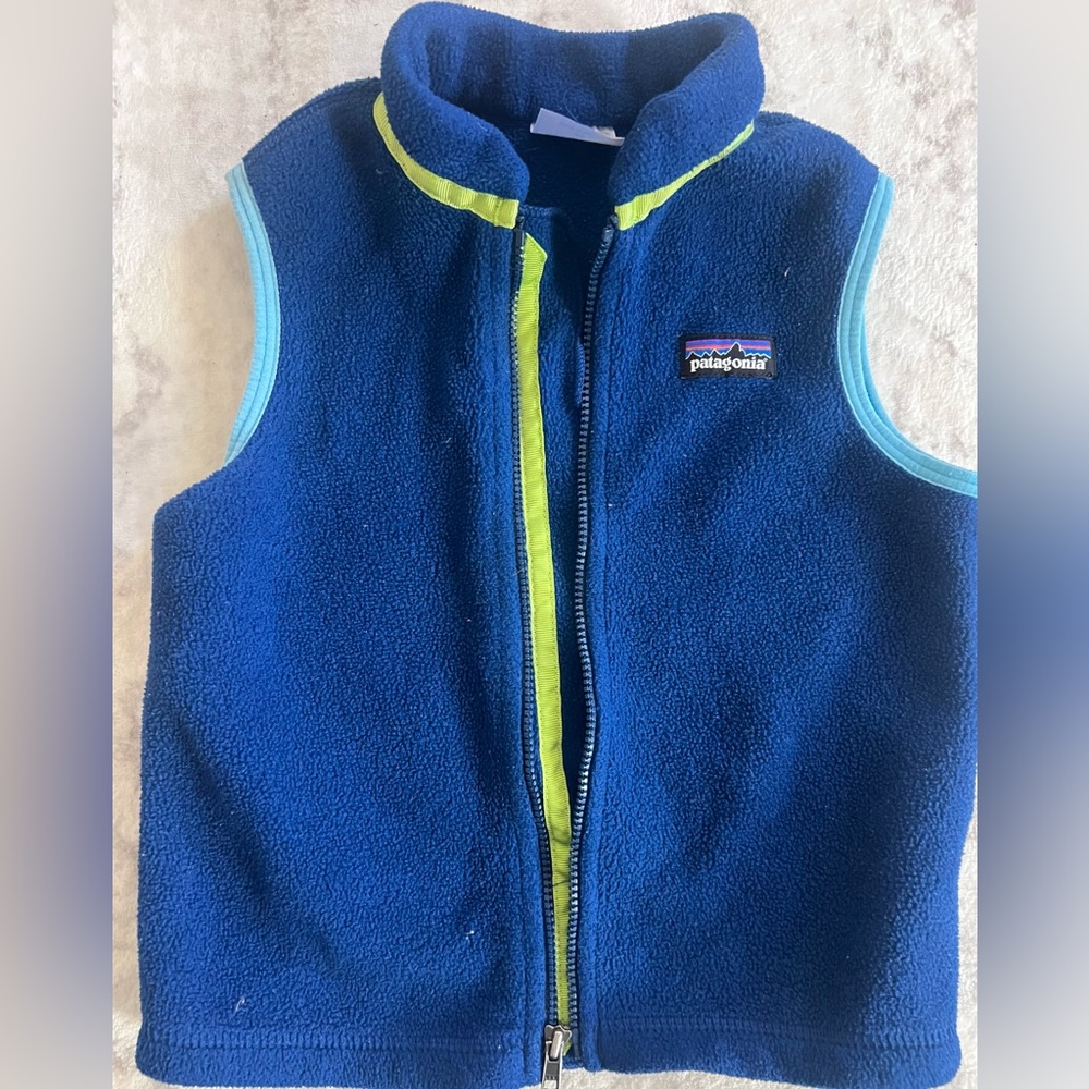 Patagonia Deep Blue Fleece with Lime Accent